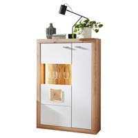 HIGHBOARD Weiss, Eiche Artisan  92,9/142,3/37,3 cm  - Weiss/Anthrazit, Konventionell, Glas/Holzwerkstoff (92,9/142,3/37,3cm) - Stylife
