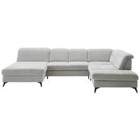 WOHNLANDSCHAFT in Chenille Silberfarben  - Silberfarben/Schwarz, Design, Textil/Metall (198/369/255cm) - Beldomo Style