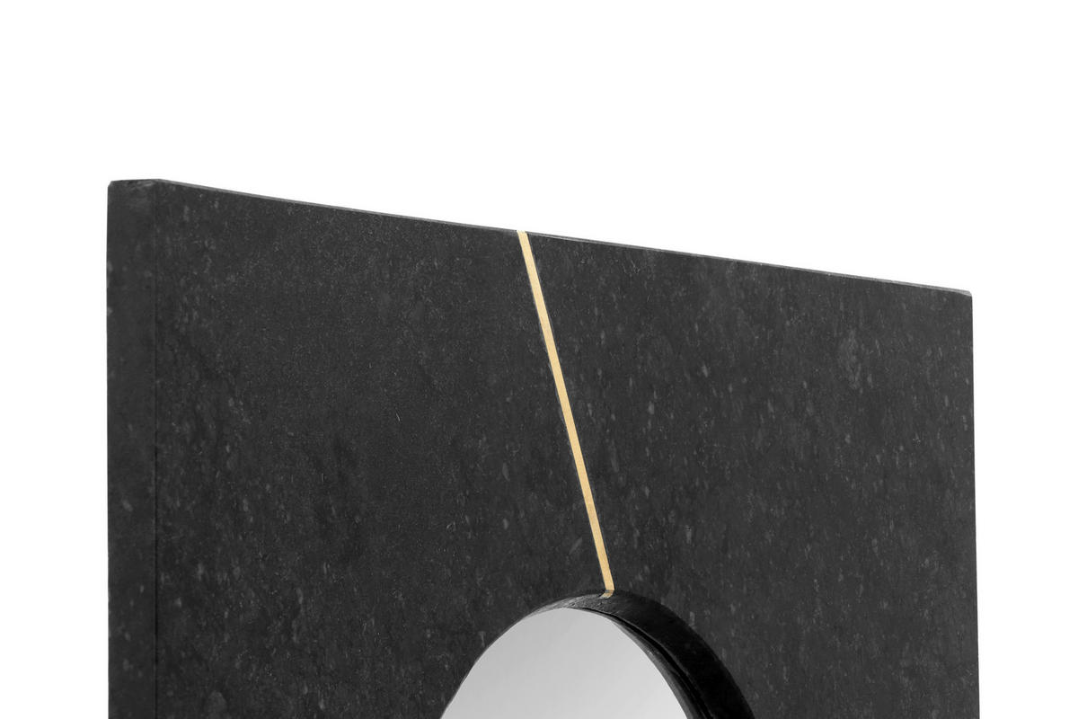 NÁSTENNÉ ZRKADLO 41/41/2 cm  - čierna/zlatá, Basics, kompozitné drevo/kameň (41/41/2cm) - MID.YOU