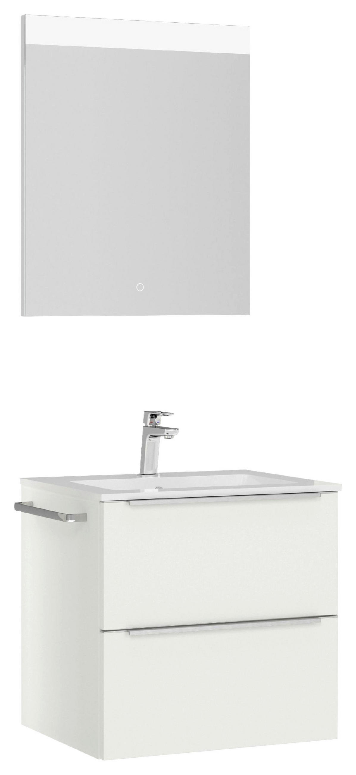BADEZIMMER  in 61 cm  - Edelstahlfarben/Weiß, MODERN, Holzwerkstoff/Stein (61cm) - Nobilia