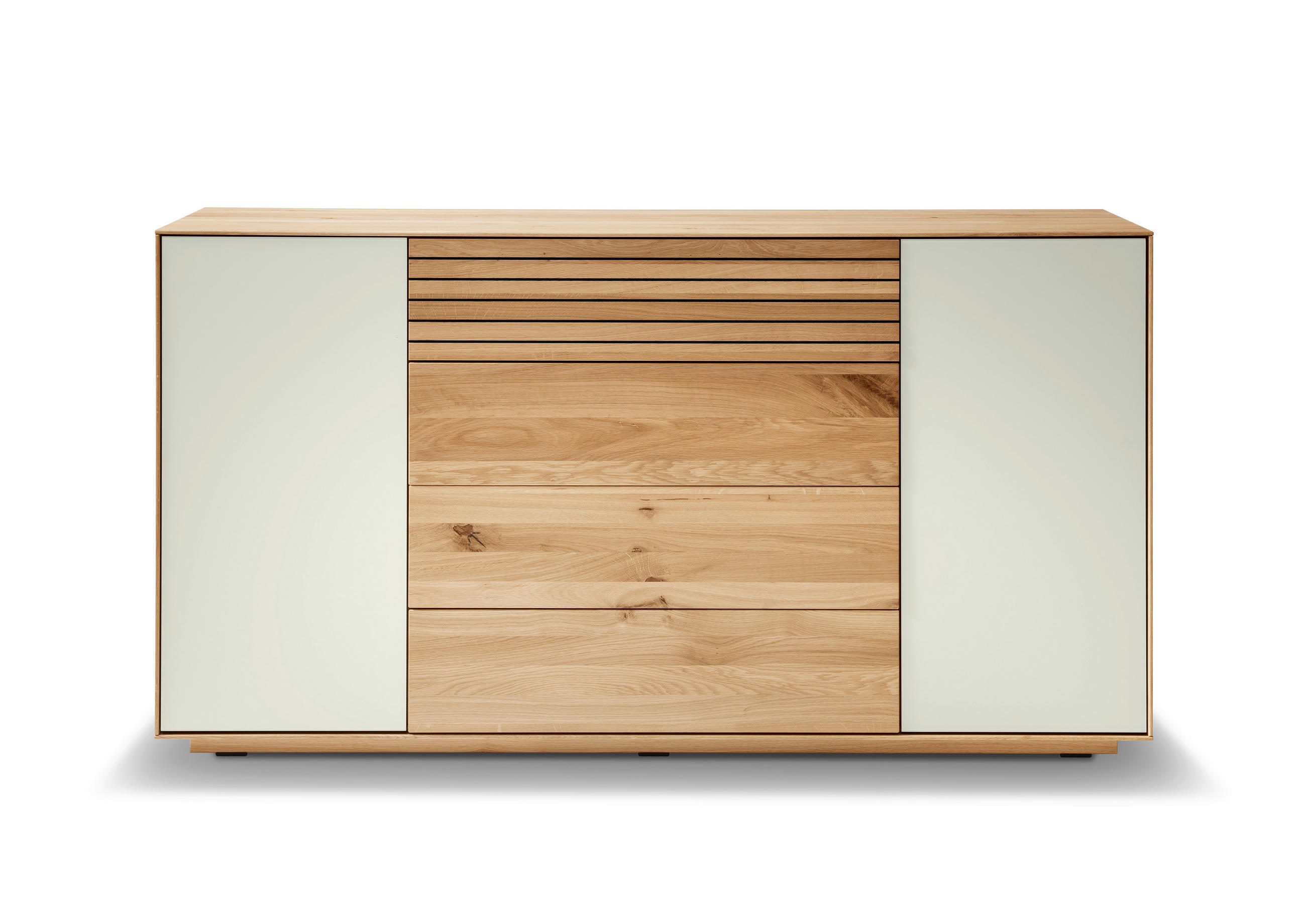 SIDEBOARD  158/83/45 cm 4 Schublade(n)  - Kaschmir/Eichefarben, KONVENTIONELL, Glas/Holz (158/83/45cm) - Linea Natura