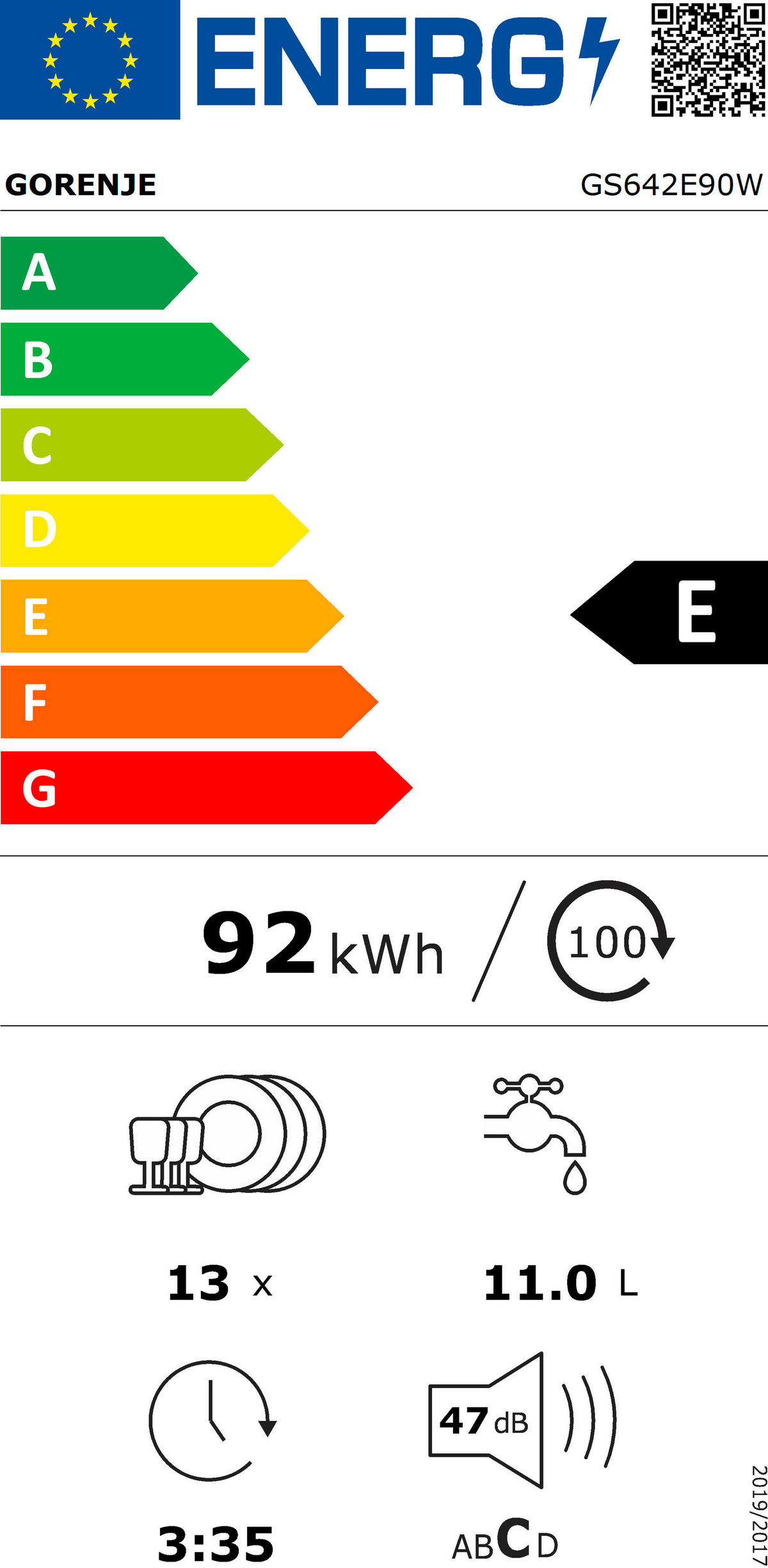 GESCHIRRSPÜLER GS642E90W  - Weiß, Basics, Kunststoff/Metall (59,9/84,5/59,7cm) - Gorenje