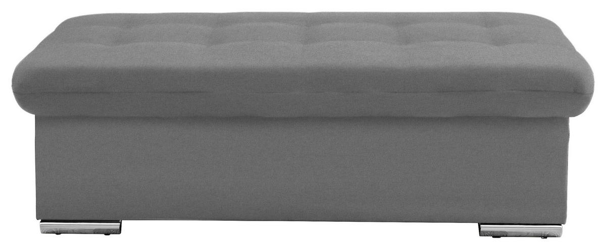 HOCKER in Textil Hellgrau  - Silberfarben/Hellgrau, Design, Textil/Metall (137/43/74cm) - Cantus