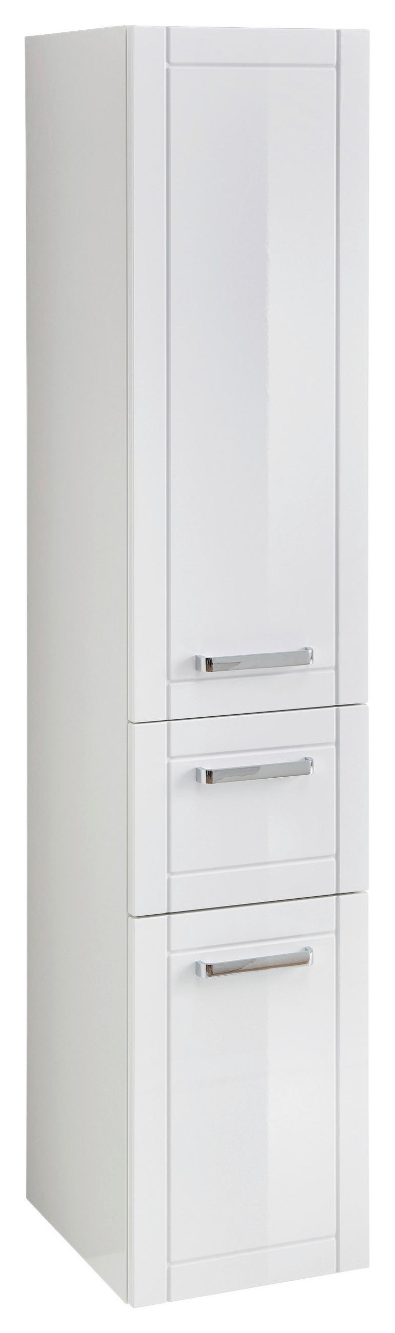 HOCHSCHRANK 35/168/42,4 cm  - Chromfarben/Weiß Hochglanz, MODERN, Holzwerkstoff/Metall (35/168/42,4cm) - Sadena