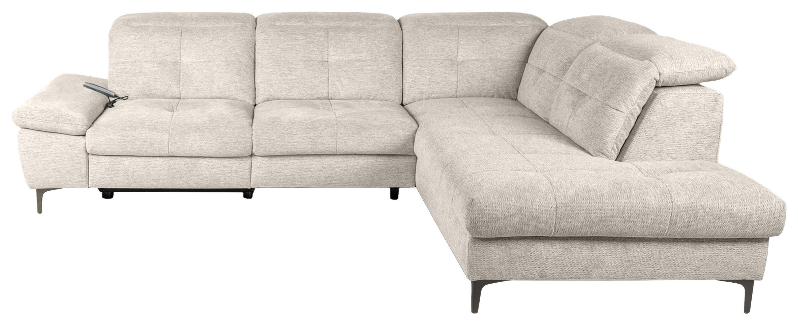 ECKSOFA Beige Webstoff  - Beige/Schwarz, KONVENTIONELL, Textil/Metall (288/225cm) - Carryhome