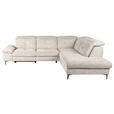 ECKSOFA Beige Webstoff Rücken echt, Relaxfunktion  - Beige/Schwarz, KONVENTIONELL, Textil/Metall (288/225cm) - Carryhome