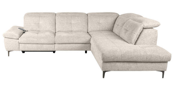 ECKSOFA Beige Webstoff Rücken echt, Relaxfunktion  - Beige/Schwarz, KONVENTIONELL, Textil/Metall (288/225cm) - Carryhome