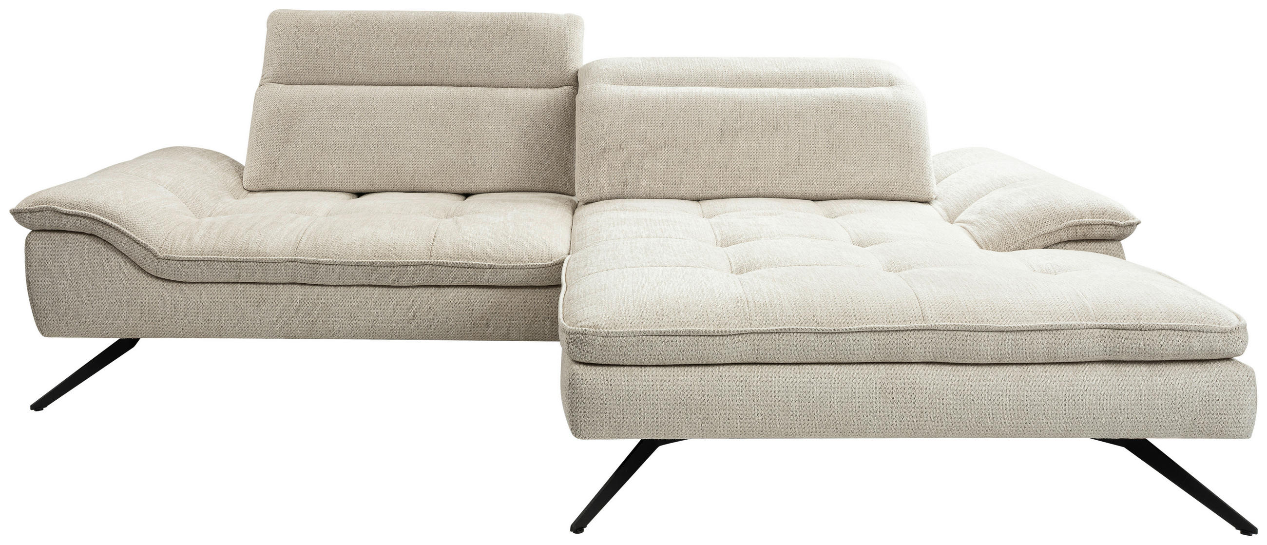 ECKSOFA Beige Chenille  - Beige/Schwarz, Design, Textil/Metall (288/179-202cm) - Stylife