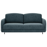 SCHLAFSOFA Chenille Dunkelblau  inkl. Rückenkissen, Bettkasten, Schlaffunktion, Rücken echt  - Schwarz/Dunkelblau, KONVENTIONELL, Textil/Metall (215/95/85cm) - Milino