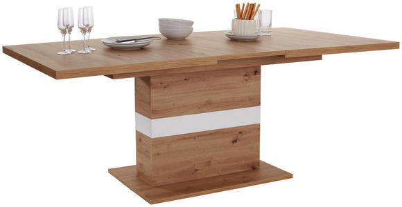 Ausziehtisch Kashmir 160 Az - Eichefarben/Weiß, MODERN, Holzwerkstoff (160/76/90cm) - James Wood