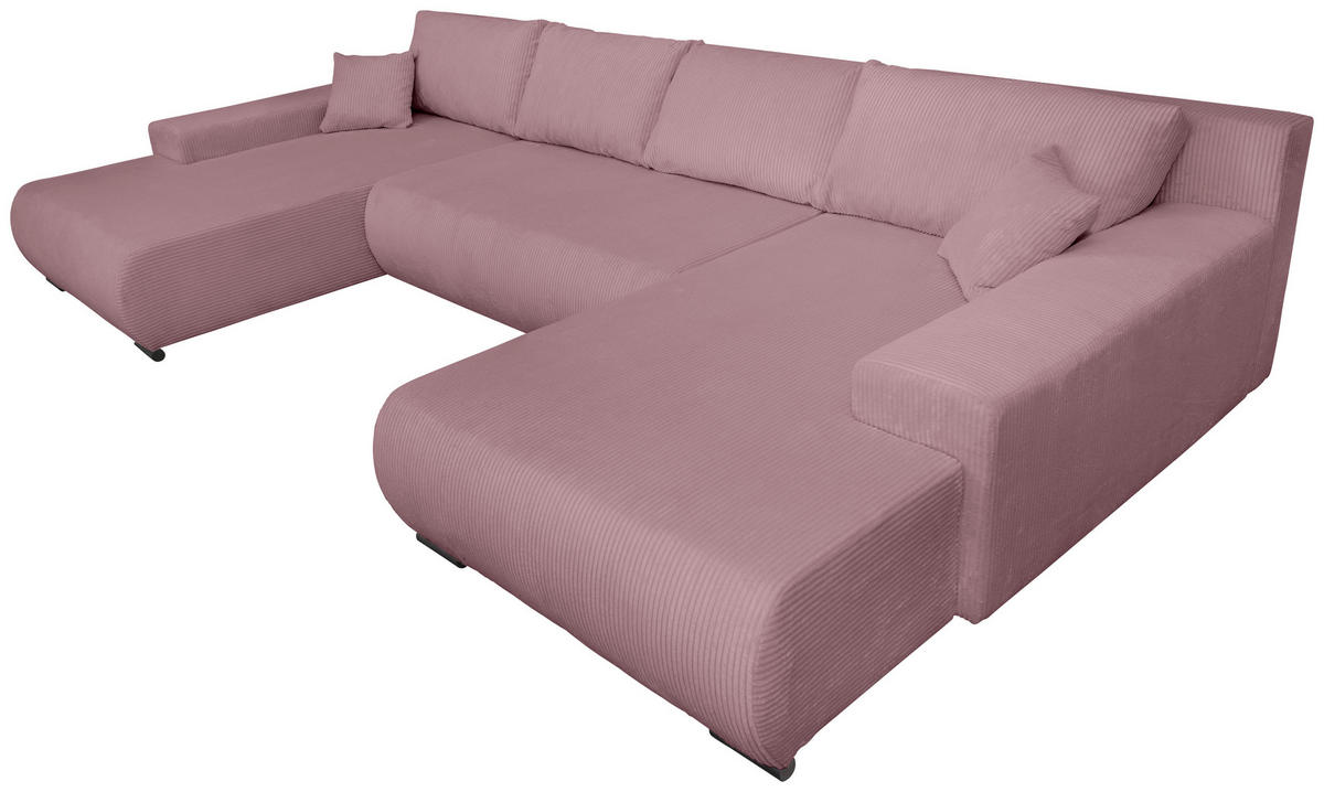 WOHNLANDSCHAFT Altrosa Cord  - Schwarz/Altrosa, KONVENTIONELL, Textil/Metall (191/351/191cm) - Carryhome
