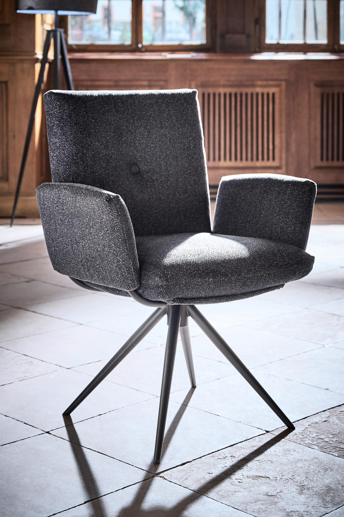 ARMLEHNSTUHL  in beflockt  - Dunkelgrau/Anthrazit, Design, Textil/Metall (70/89/68cm) - Dieter Knoll