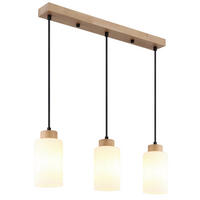 HÄNGELEUCHTE Rowena 60/10/120 cm  - Opal/Schwarz, Natur, Glas/Holz (60/10/120cm)