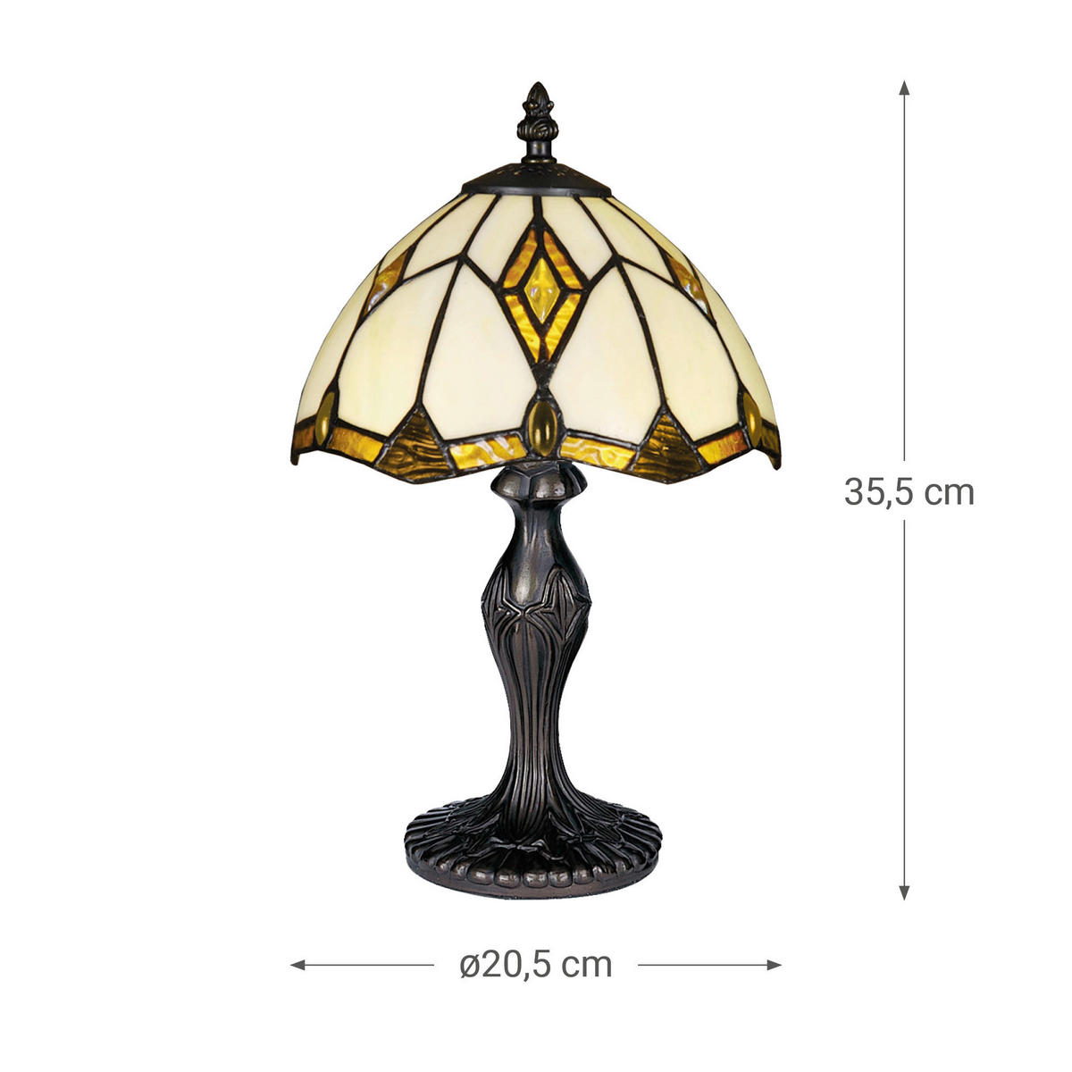 ASZTALI LÁMPA - barna/többszínű, Basics, Üveg/fém (35.5/20.5/20.5cm)