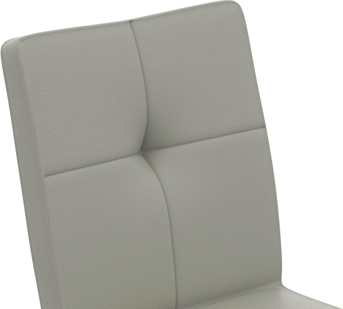 STUHL Echtleder Hellgrau  - Hellgrau, Design, Leder/Metall (45/96/58cm) - Moderano