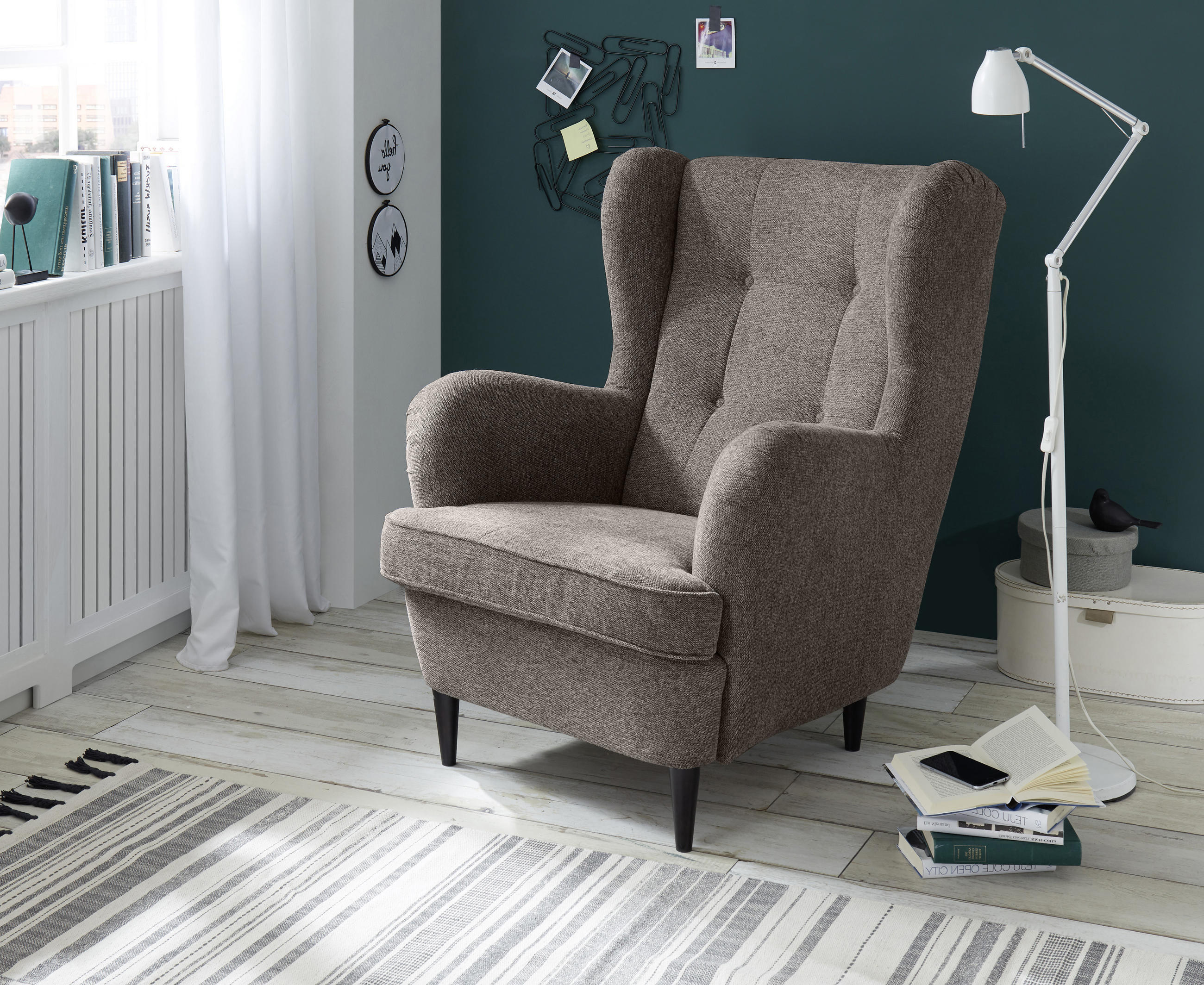 OHRENSESSEL Webstoff Braun  - Schwarz/Braun, Basics, Textil (78/102/98cm) - MID.YOU