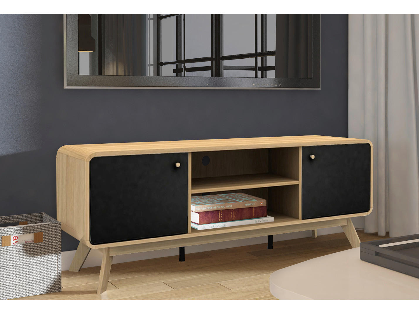 LOWBOARD Cassie  in 140/53/39 cm  - Eichefarben/Schwarz, Design, Holz/Holzwerkstoff (140/53/39cm) - MID.YOU