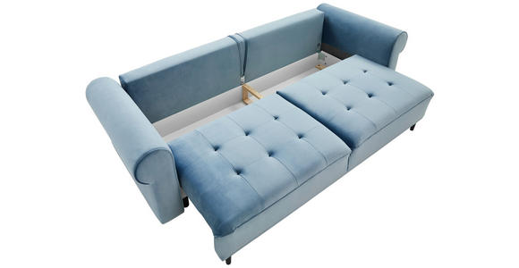 BIGSOFA in Samt Hellblau  - Schwarz/Hellblau, Design, Holz/Textil (248/96/95cm) - Carryhome