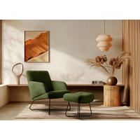 SESSELSET in Chenille Grün  - Schwarz/Weiß, Design, Textil/Metall (67/87/74cm) - Livetastic