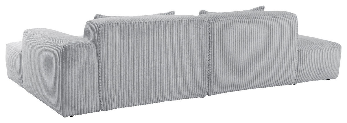 ECKSOFA BILLUND Hellgrau Cord Nierenkissen  - Hellgrau/Schwarz, KONVENTIONELL, Kunststoff/Textil (294/165cm) - Livetastic