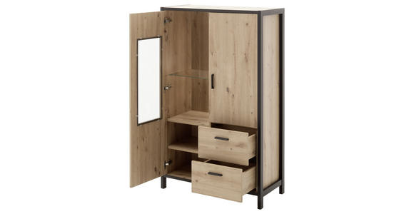 HIGHBOARD Anthrazit, Eichefarben  - Eichefarben/Anthrazit, Design, Glas/Holzwerkstoff (86/140/40cm) - Carryhome