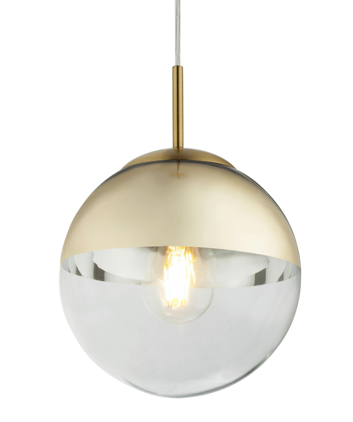 VISEČA SVETILKA        20/120 cm      E27 - zlate barve/prosojno, Design, kovina/steklo (20/120cm) - Globo