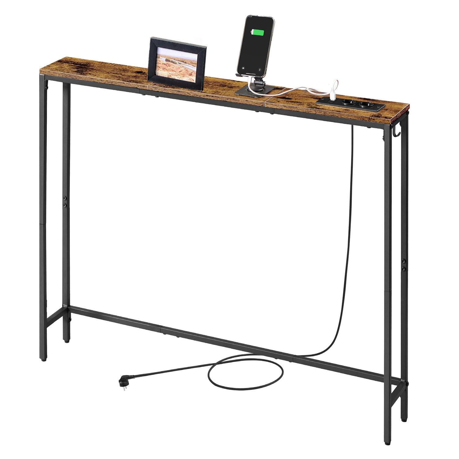 KONSOLENTISCH Schwarz, Dunkelbraun  - Dunkelbraun/Schwarz, Trend, Holzwerkstoff/Metall (100/15/80cm) - Boxxx