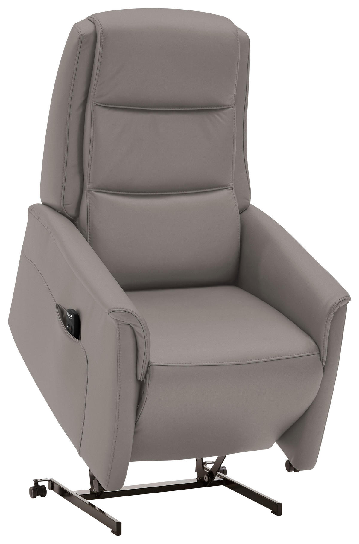 FERNSEHSESSEL Valdera  mit Relaxfunktion, Aufstehhilfe, Rücken echt Echtleder Hellgrau  - Hellgrau/Schwarz, KONVENTIONELL, Leder/Kunststoff (70/107/88cm) - Livetastic