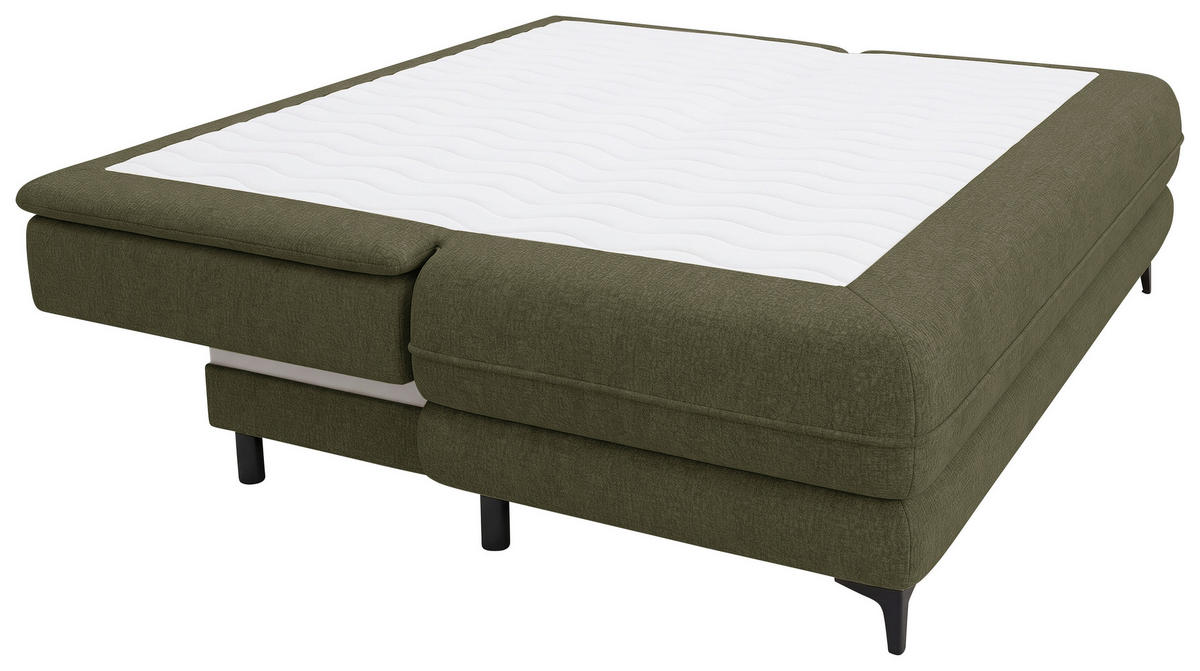 SCHLAFSOFA Chenille Dunkelgrün  inkl. Bettkasten, Schlaffunktion, Topper  - Dunkelgrün/Schwarz, Design, Textil/Metall (200/95/92cm) - Stylife