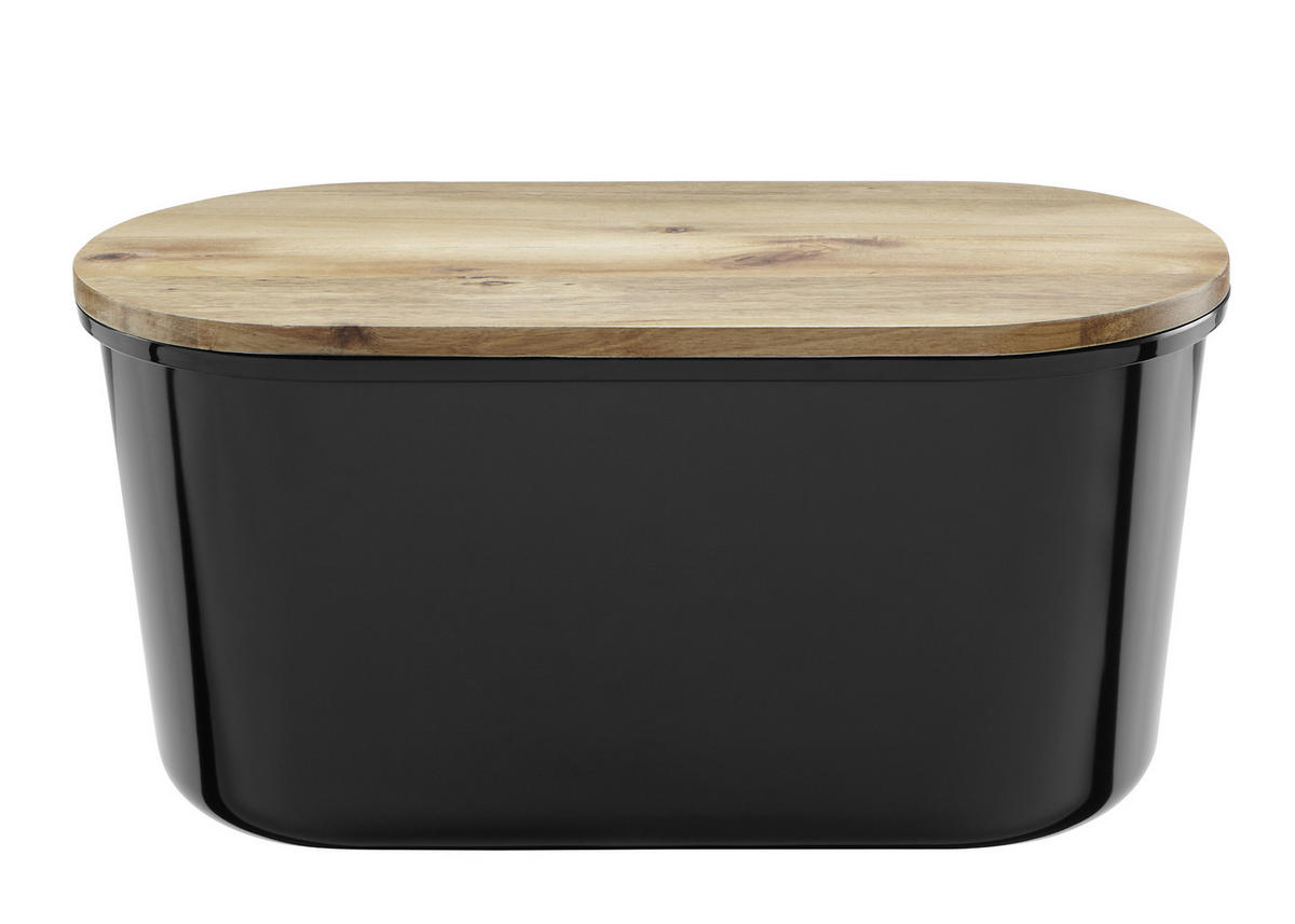 BROTBOX - Schwarz/Akaziefarben, Trend, Holz/Kunststoff (37/21,5/17,2cm) - Echtwerk