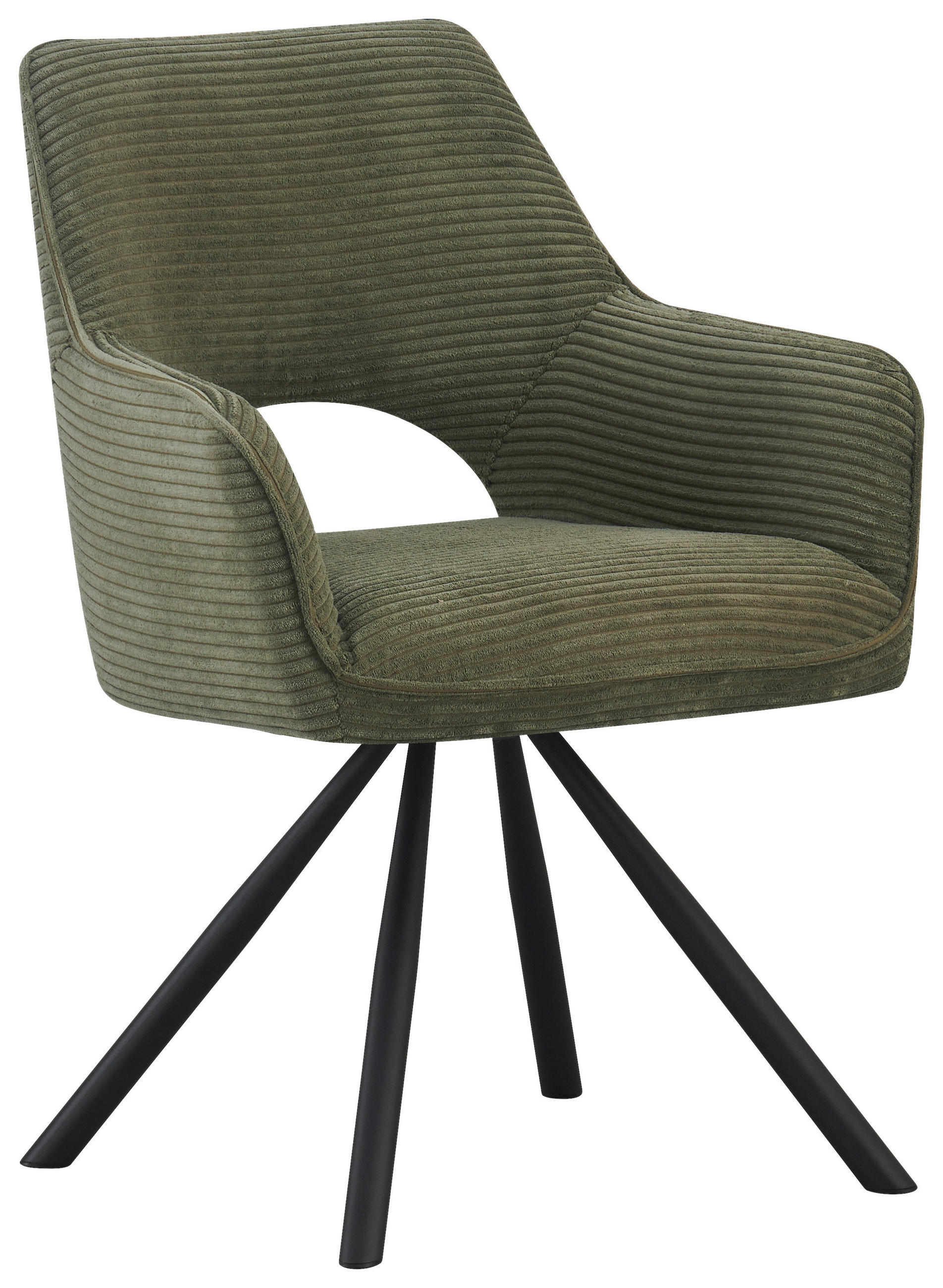 ARMLEHNSTUHL  in Eisen Cord  - Schwarz/Grün, Design, Textil/Metall (60/85/63cm) - Hom`in