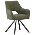 ARMLEHNSTUHL  inklusive Armlehnen, Sitzfläche 180° drehbar Cord  - Schwarz/Grün, Design, Textil/Metall (60/85/63cm) - Hom`in