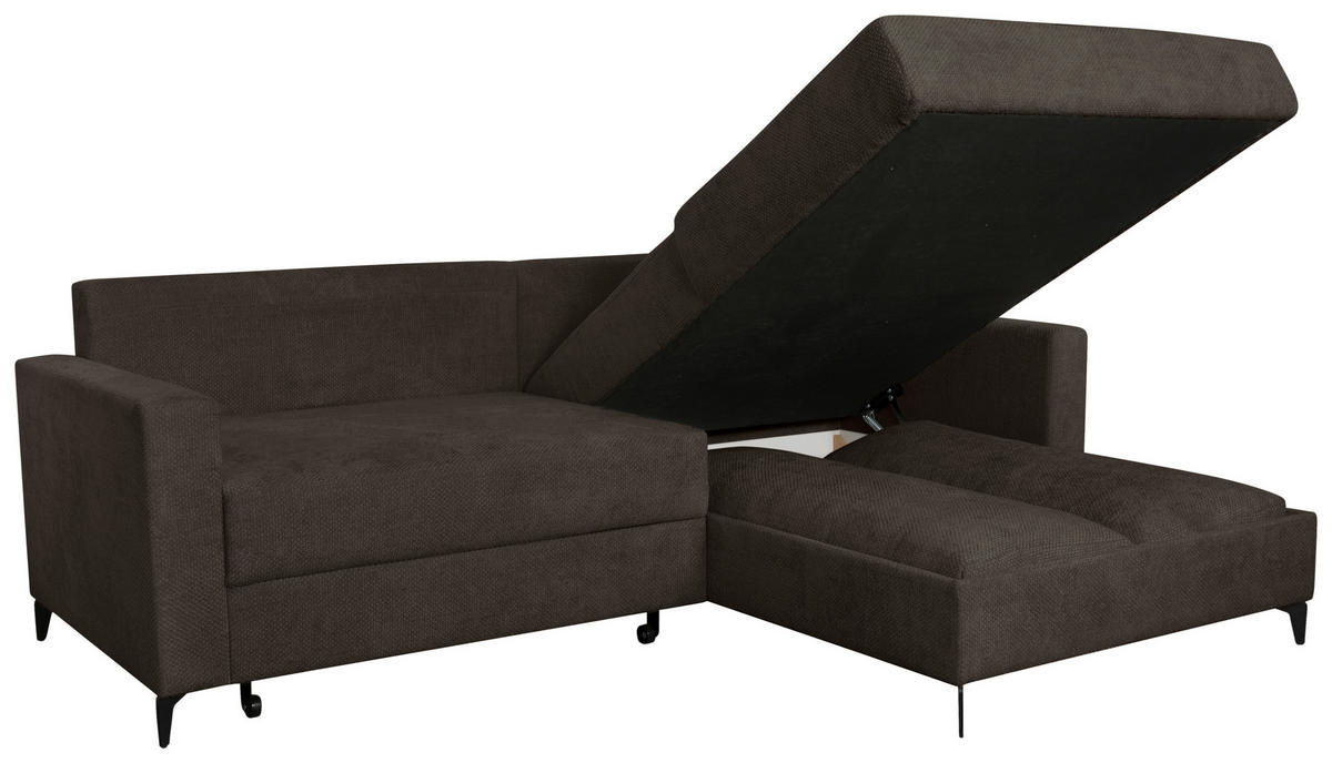 ECKSOFA Mokka Struktur  - Schwarz/Mokka, KONVENTIONELL, Textil/Metall (230/164cm) - Carryhome