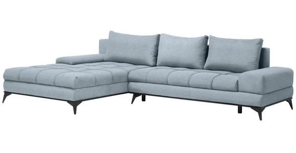 ECKSOFA in Webstoff Türkis  - Türkis/Schwarz, Design, Textil/Metall (212/315cm) - Carryhome