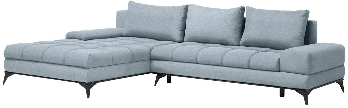 ECKSOFA in Webstoff Türkis  - Türkis/Schwarz, Design, Textil/Metall (212/315cm) - Carryhome