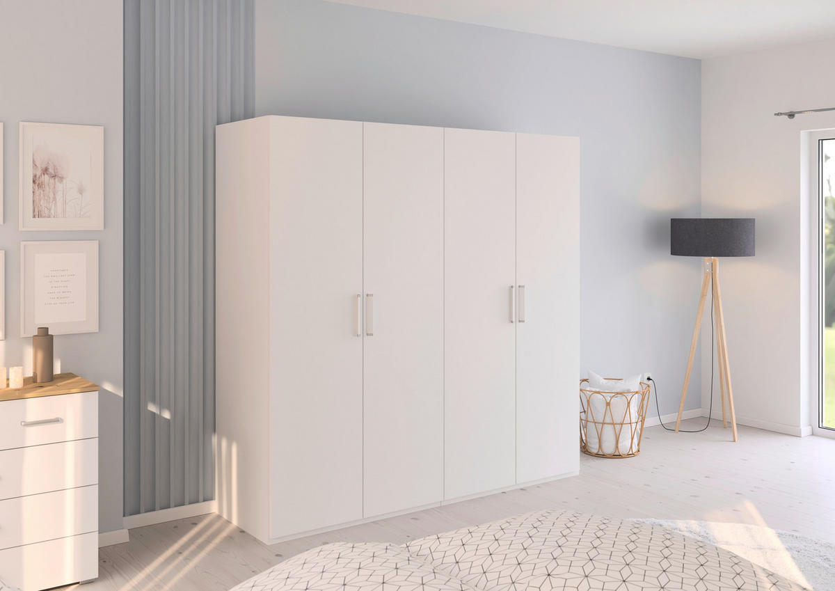 DREHTÜRENSCHRANK 201/197/60 cm 4-türig Weiß  - Weiß, Design, Holzwerkstoff/Kunststoff (201/197/60cm) - Novel