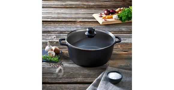 KOCHTOPF 6,2 L - Klar/Schwarz, Basics, Glas/Metall (28/12,5cm) - Homeware Profession.