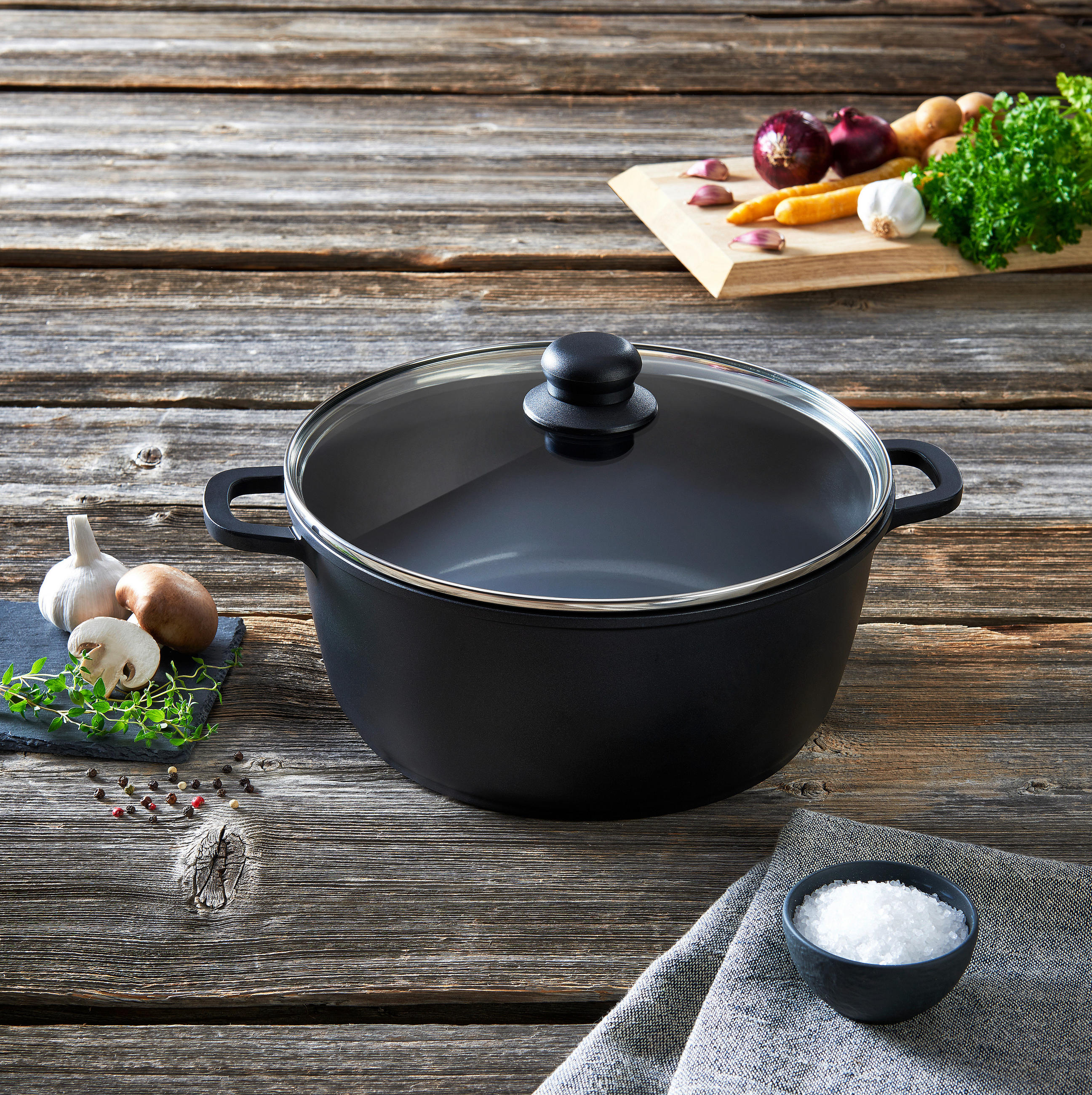KOCHTOPF 6,2 l  - Klar/Schwarz, Basics, Glas/Metall (28/12,5cm) - Homeware Profession.