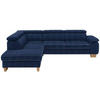 ECKSOFA in Mikrofaser Dunkelblau  - Eichefarben/Beige, Natur, Holz/Textil (226/273cm) - Beldomo System