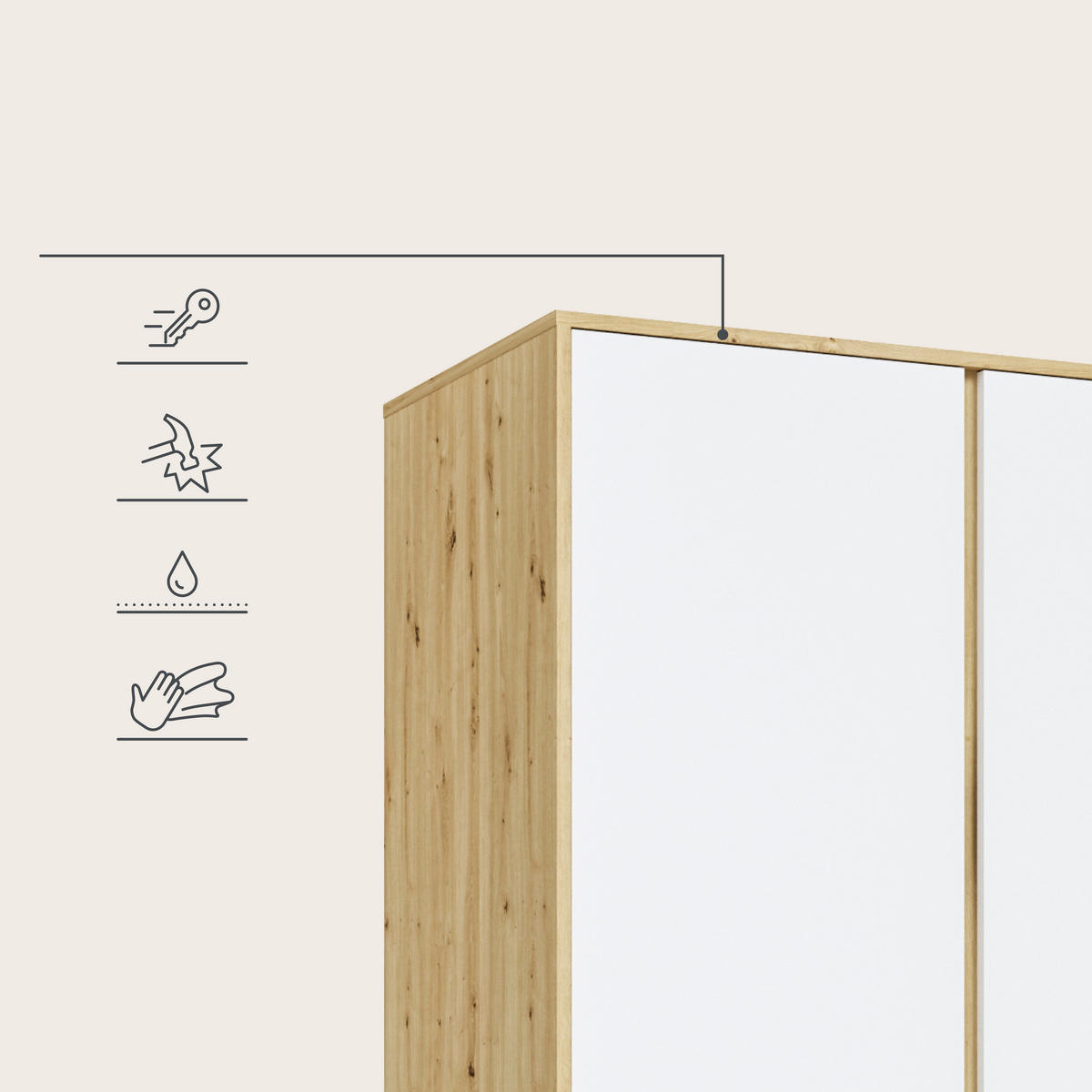 DREHTÜRENSCHRANK  in Weiß, Eiche Artisan  - Eiche Artisan/Weiß, MODERN, Holzwerkstoff (197/194/56cm) - MID.YOU