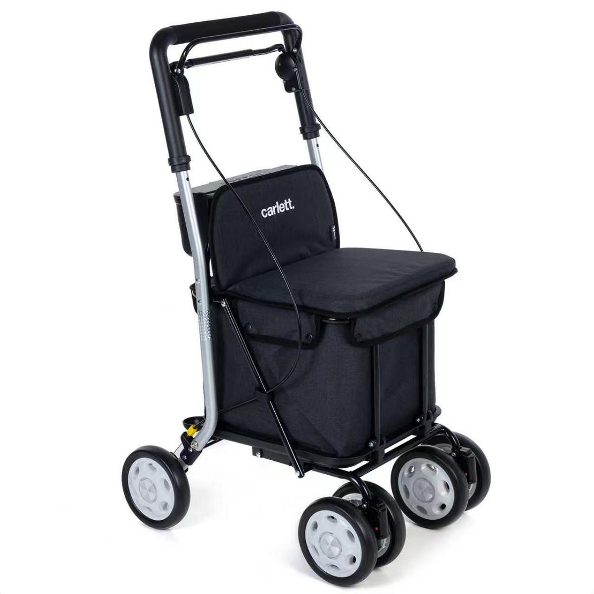 EINKAUFSTROLLEY  - Silberfarben/Schwarz, Trend, Textil/Metall (65/88.5/52.5cm) - Milino