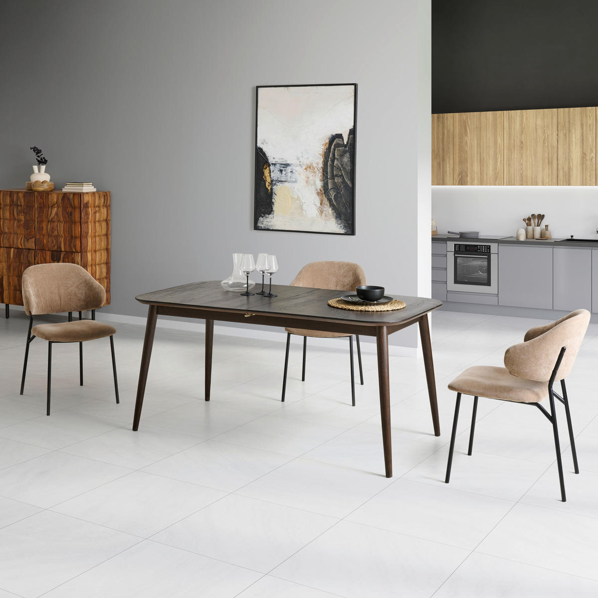 ESSTISCH 200/85/76 cm Echtholz  Holz ausziehbar rechteckig Dunkelbraun  - Dunkelbraun, MODERN, Holz (200/85/76cm) - Livetastic