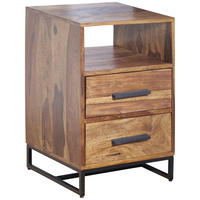 NACHTTISCH 40/66/35 cm  in massiv Sheesham Sheeshamfarben  - Sheeshamfarben/Schwarz, Design, Holz/Metall (40/66/35cm) - MID.YOU