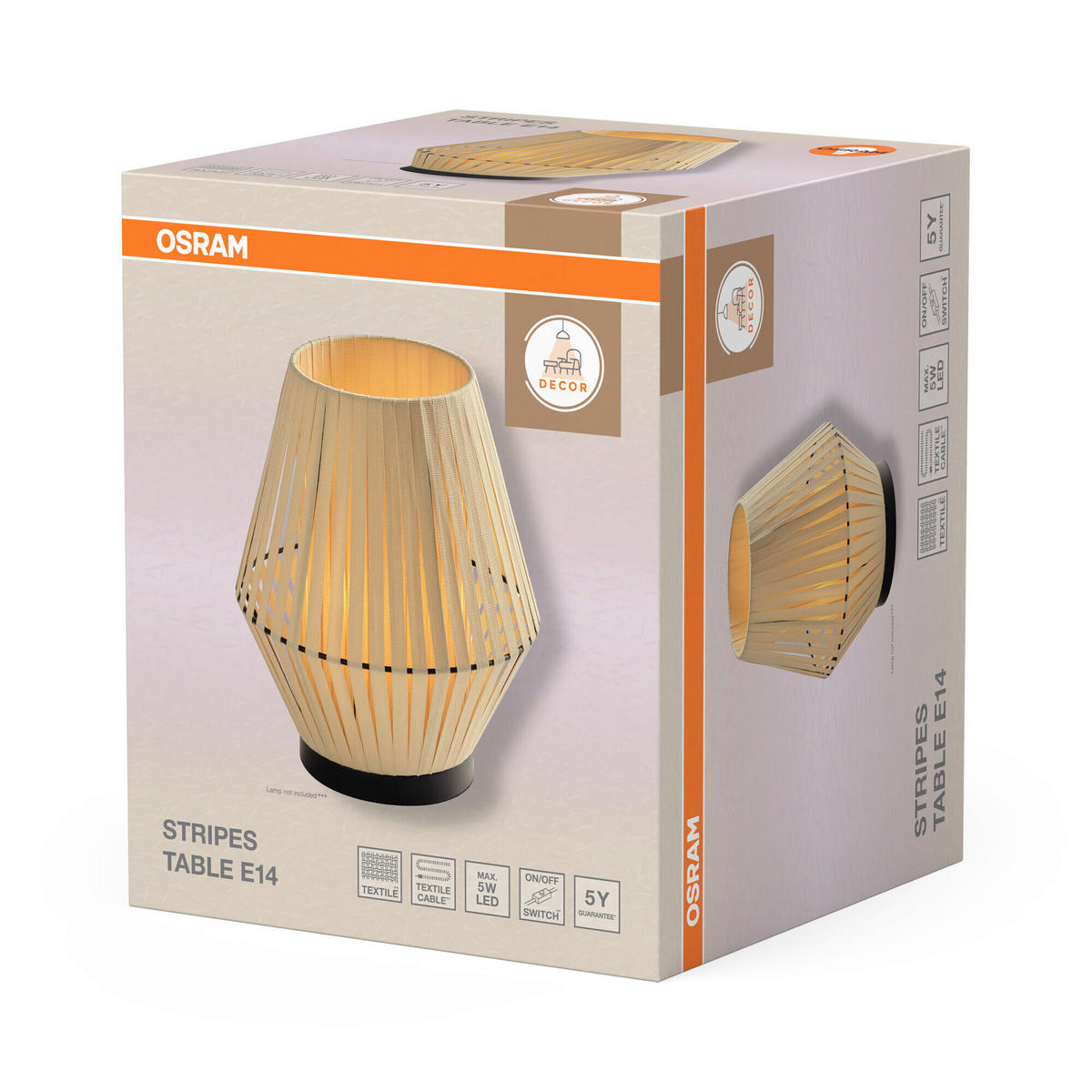 TISCHLEUCHTE 20,5/24,5 cm   - Beige, Basics, Textil/Metall (20,5/24,5cm) - Osram