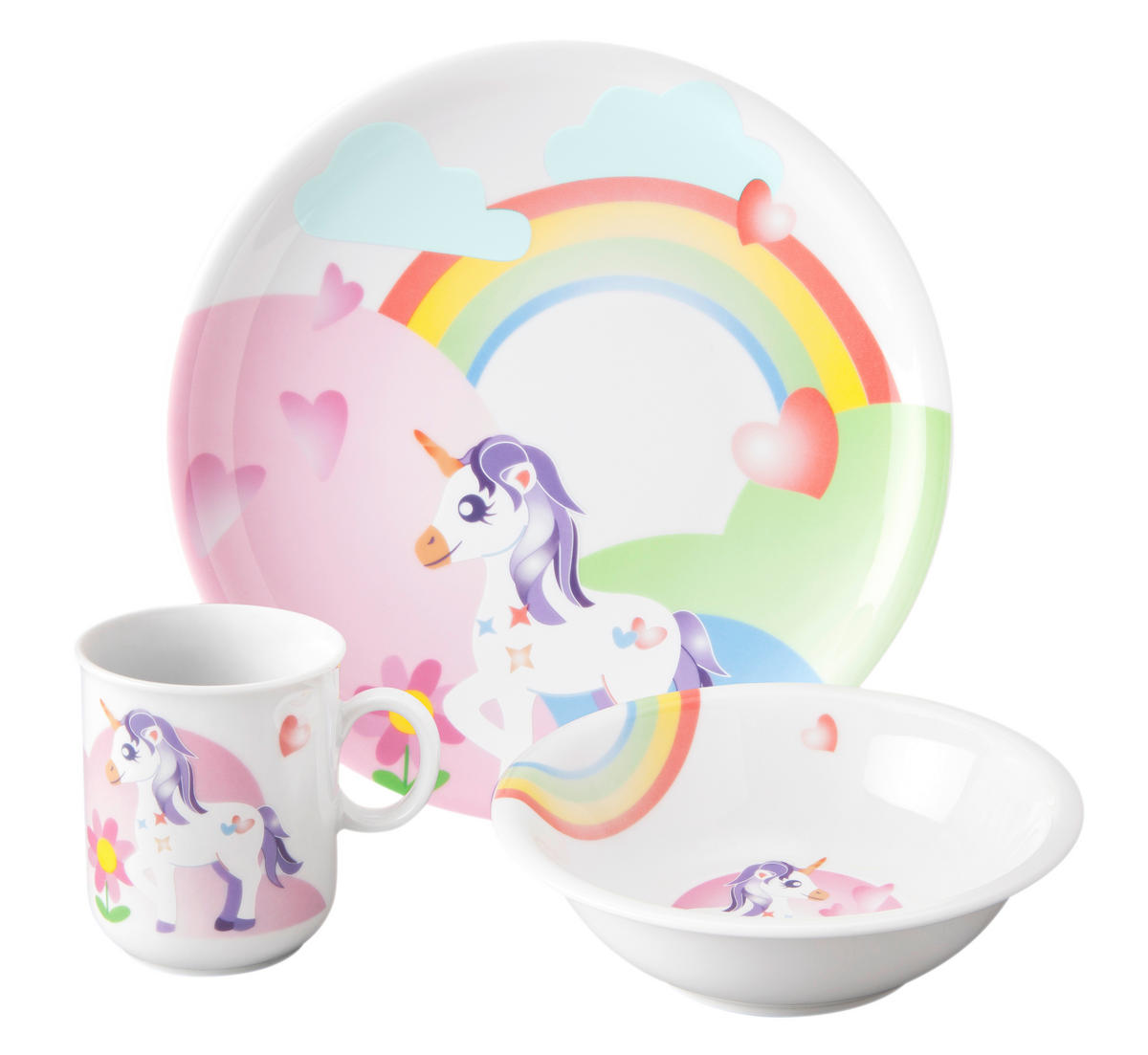 SET DJEČJEG POSUĐA  KINDERTRÄUME  - bijela/ružičasta, Konvencionalno, keramika (21/21/20cm) - Seltmann Weiden