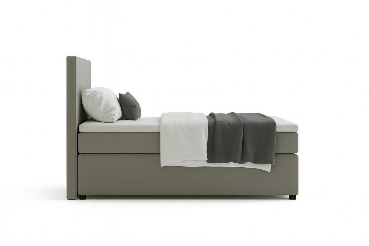 BOXSPRINGBETT 90/200 cm,  in Grau, Matratze, Topper, H3 = fest  - Schwarz/Grau, MODERN, Kunststoff/Textil (90/200cm) - MID.YOU