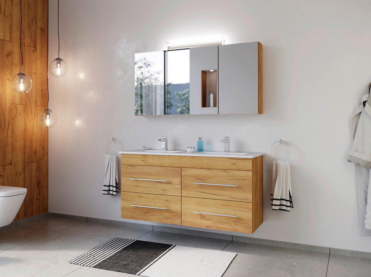 SPIEGELSCHRANK 120/62,5/17 cm  - Eichefarben, MODERN, Glas/Holzwerkstoff (120/62,5/17cm) - MID.YOU