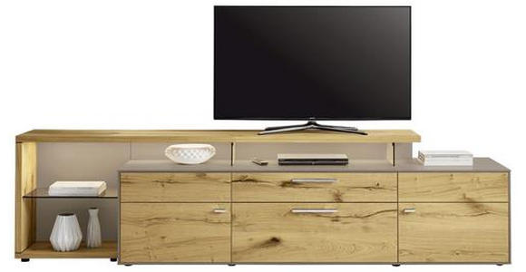 LOWBOARD 294/76,2/55,7 cm - Chromfarben/Fango, Design, Glas/Holz (294/76,2/55,7cm) - Moderano