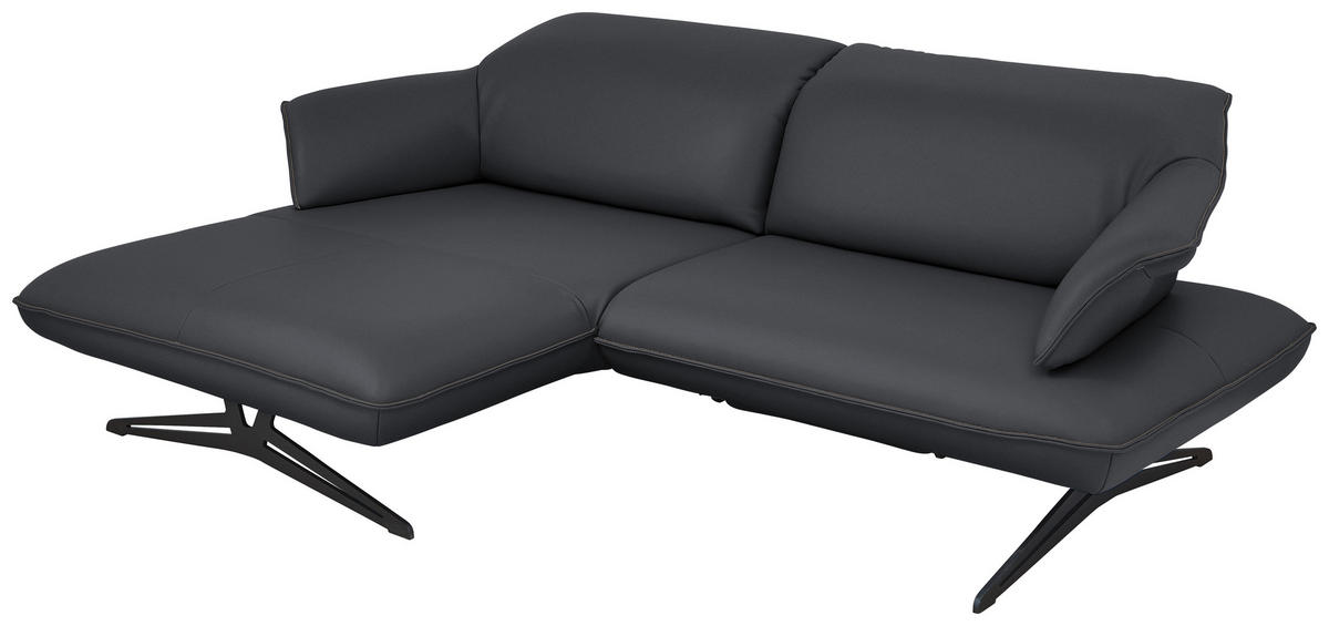 ECKSOFA in Echtleder Dunkelgrau  - Dunkelgrau/Beige, Design, Leder/Metall (169/252cm) - Koinor
