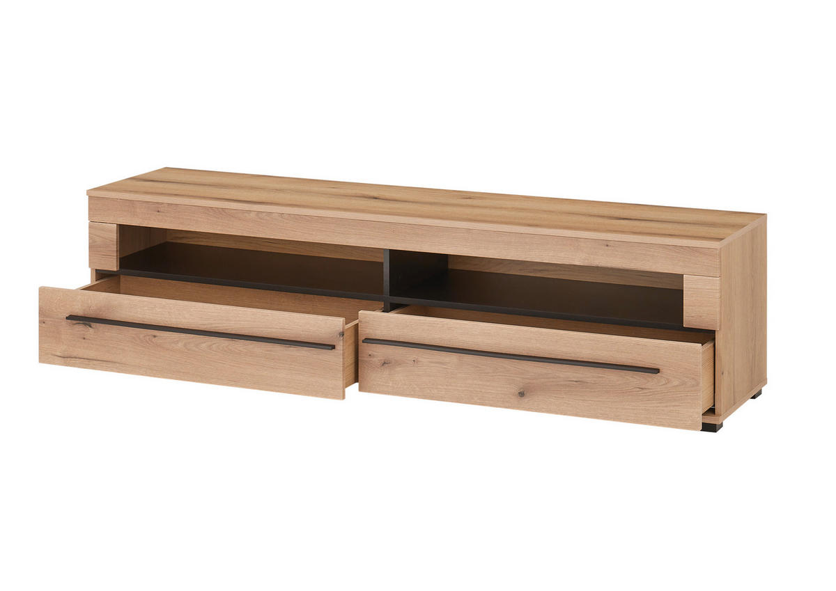 LOWBOARD  180/47/42 cm 2 Schublade(n) stehend, in verschiedenen Größen erhältlich  - Eichefarben/Schwarz, Design, Holzwerkstoff/Kunststoff (180/47/42cm) - Livetastic
